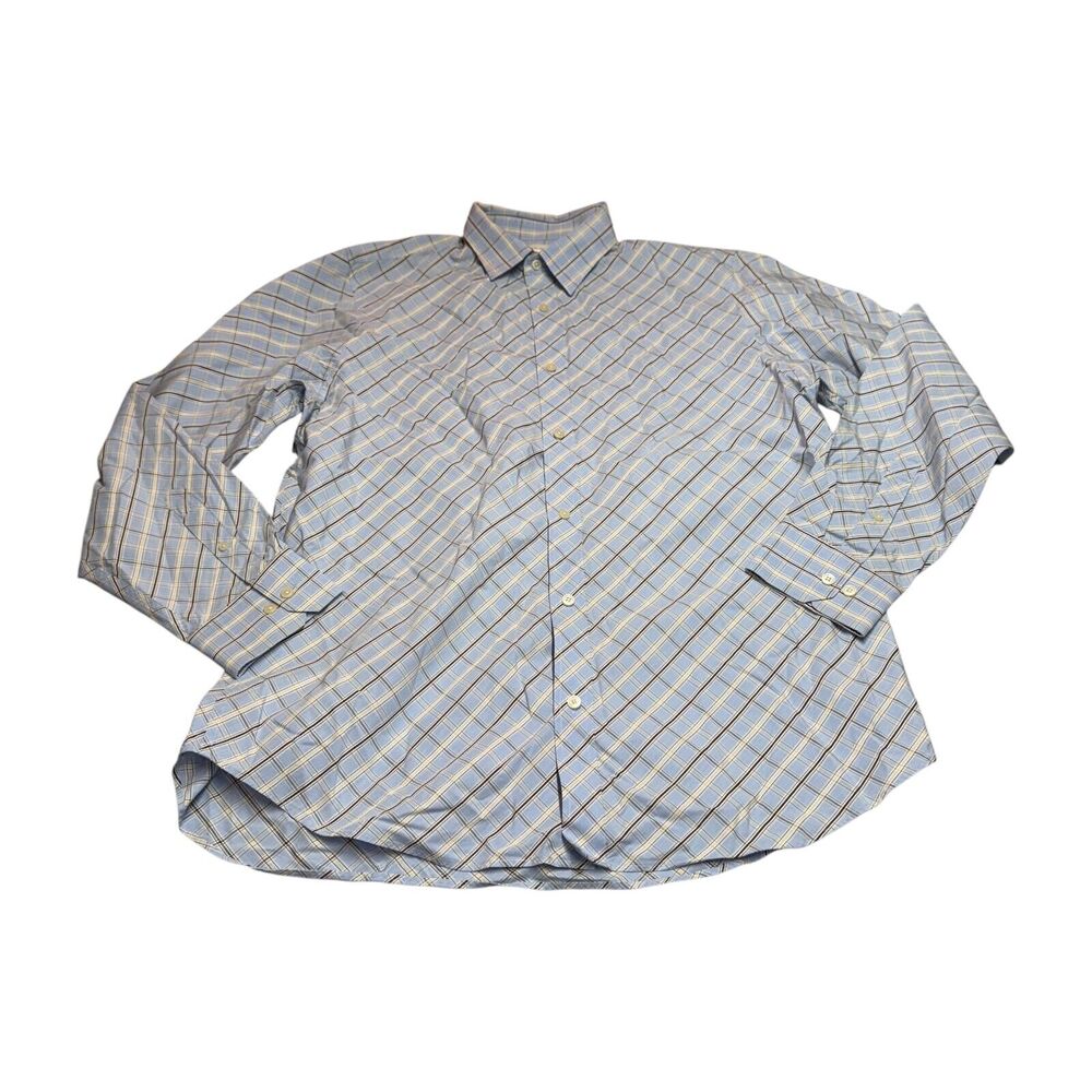 Banana Republic Dress Shirt Men's 17 Multicolor Plaid 100% Cotton Long Sleeve - Picture 1 of 8